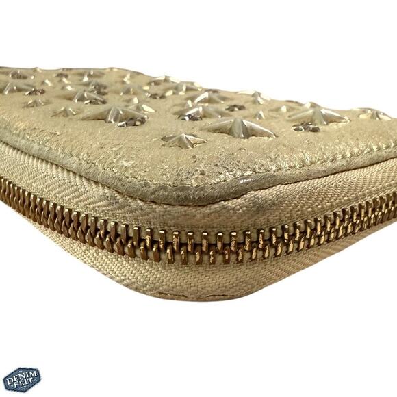 Jimmy Choo Metallic Star-Studded Zip-Around Long Wallet Leather, Made in Italy - Picture 11 of 13